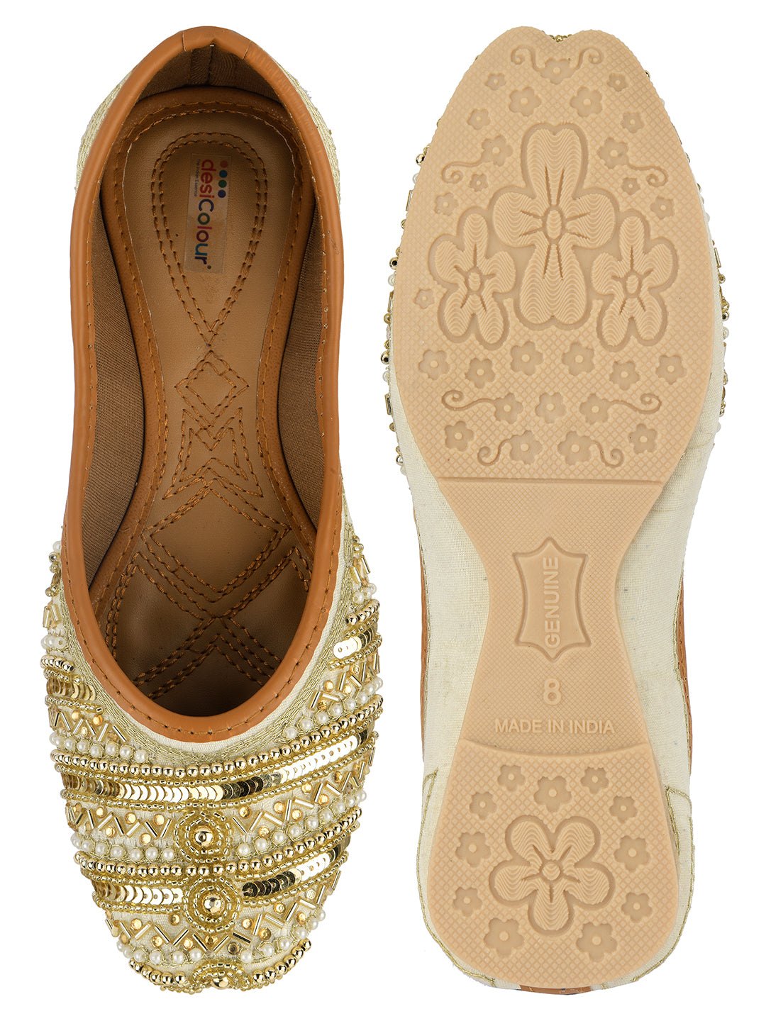 Desi Colour Women Indian Ethnic Footwear-Gold Lines Dabka - Distacart