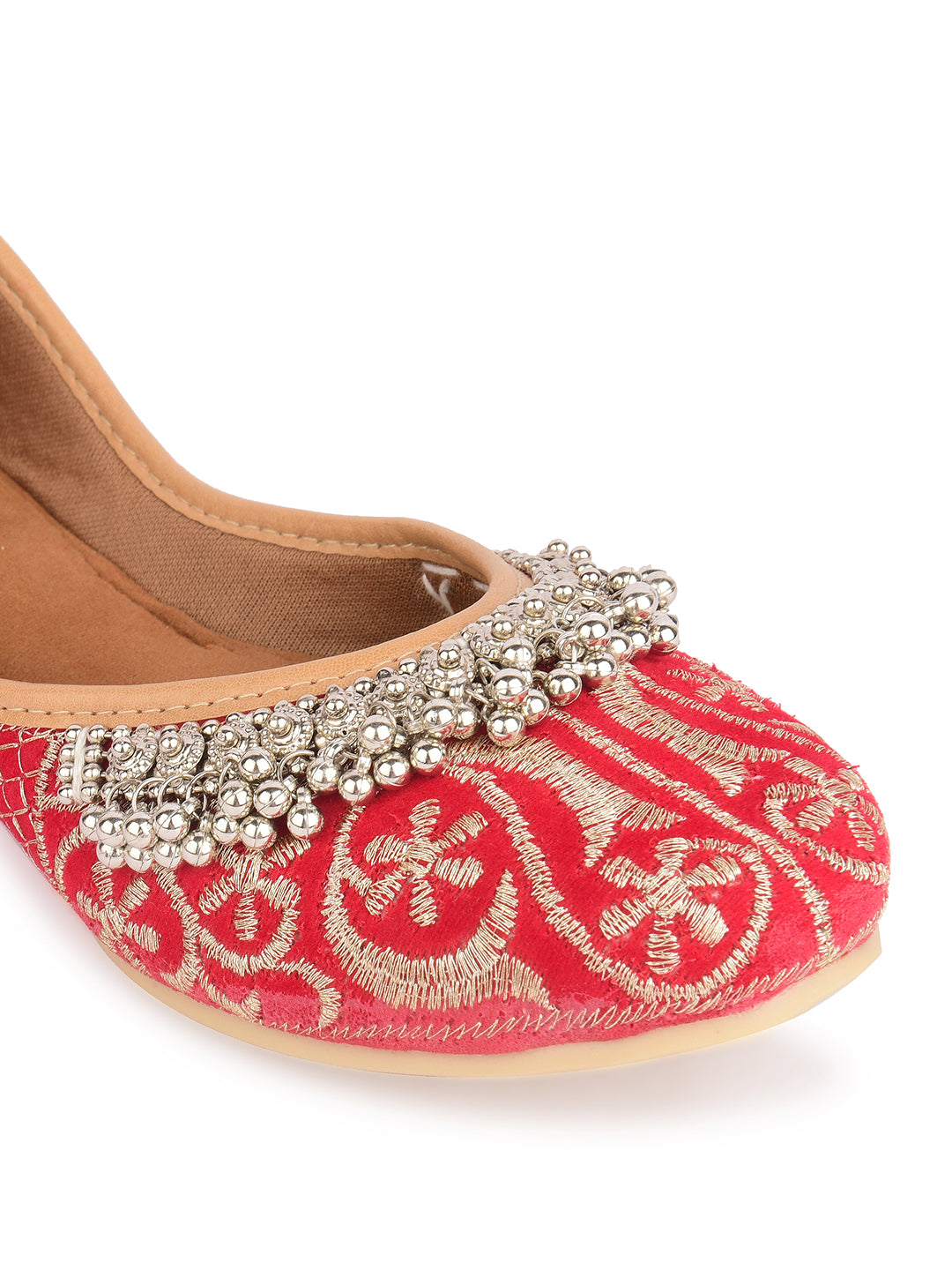 Desi Colour Women Indian Ethnic Footwear-Red Gungroo