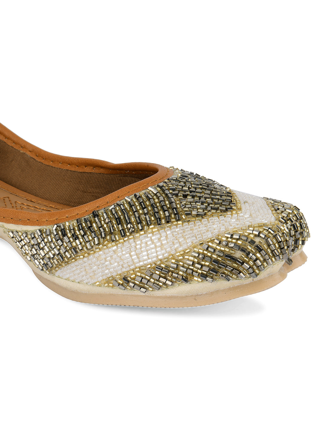 Desi Colour Women Indian Ethnic Footwear-V Lines-Gold - Distacart