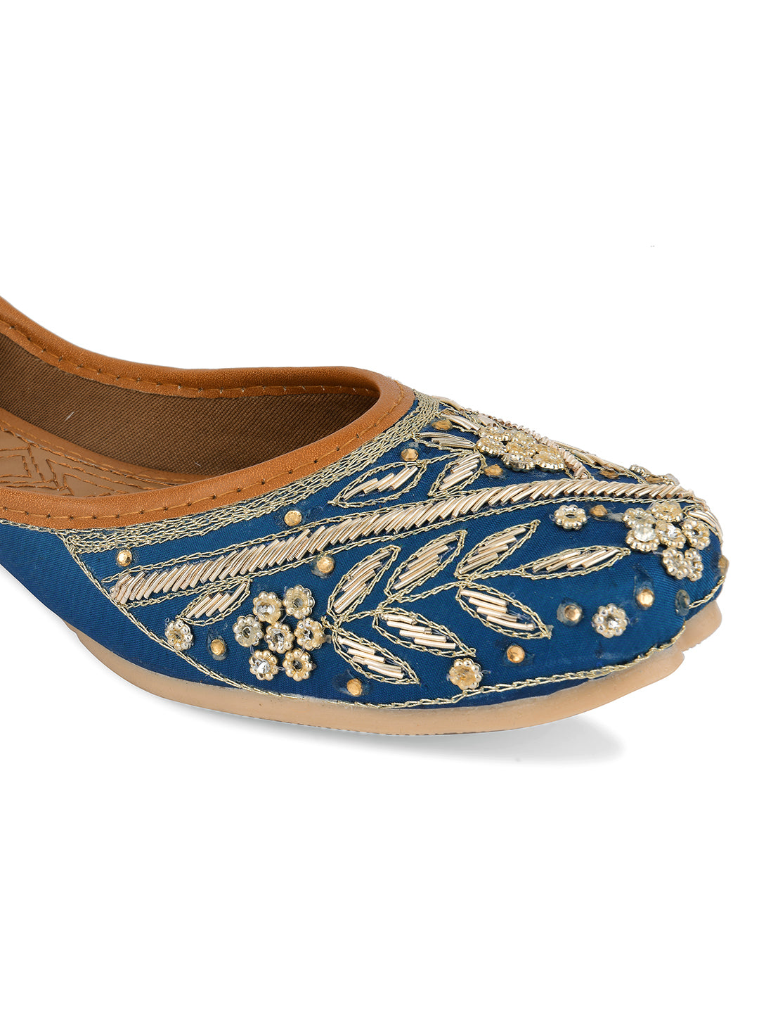 Desi Colour Women Indian Ethnic Footwear-Teal Dabka - Distacart