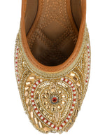 Thumbnail for Desi Colour Women Indian Ethnic Footwear-Gold Red Dabka - Distacart
