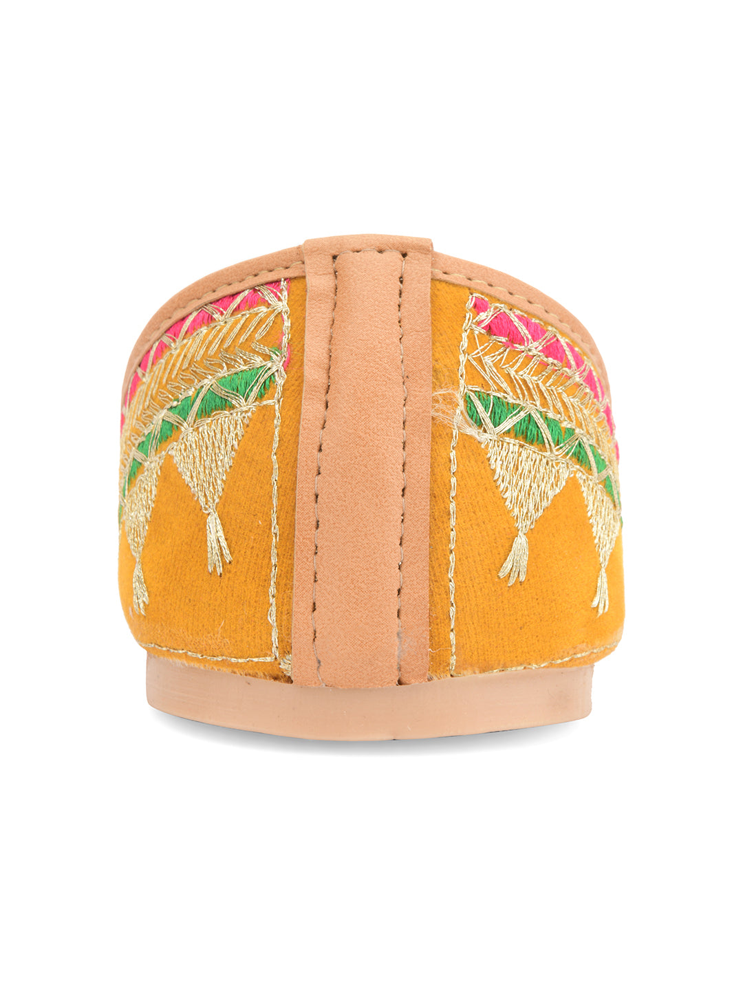 Desi Colour Women Indian Ethnic Footwear-Embroidered Mustard Zari - Distacart