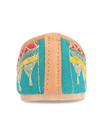 Thumbnail for Desi Colour Women Indian Ethnic Footwear-Embroidered Sea Green Zari - Distacart