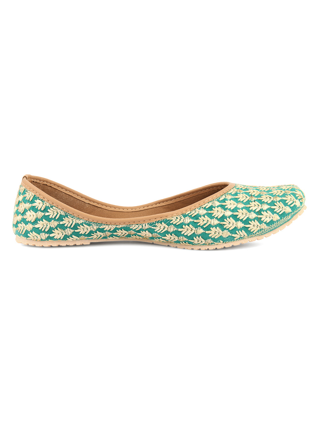 Desi Colour Women Indian Ethnic Footwear-Green Thread - Distacart