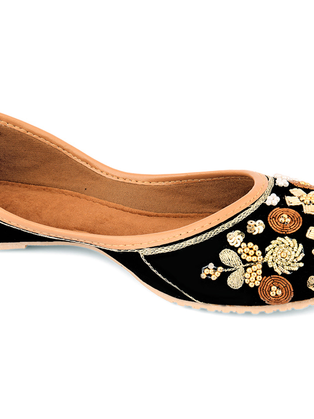Desi Colour Women Indian Ethnic Footwear-Black Emb - Distacart