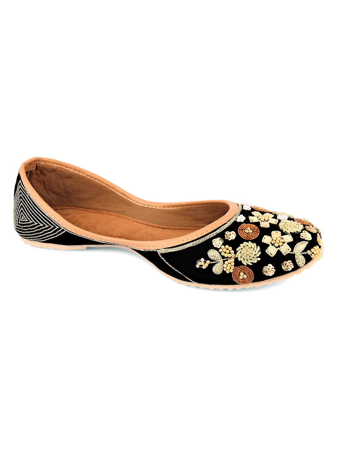 Desi Colour Women Indian Ethnic Footwear-Black Emb - Distacart