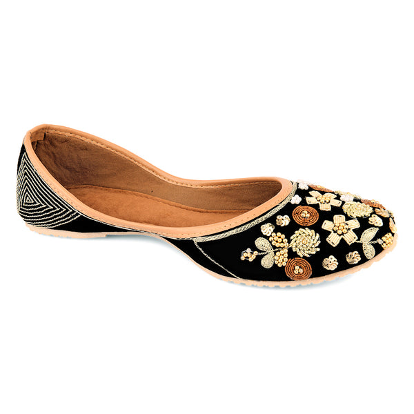Desi Colour Women Indian Ethnic Footwear-Black Emb - Distacart