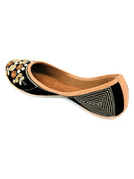 Thumbnail for Desi Colour Women Indian Ethnic Footwear-Black Emb - Distacart