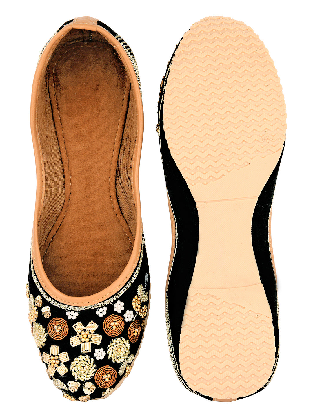 Desi Colour Women Indian Ethnic Footwear-Black Emb - Distacart