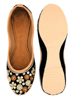 Thumbnail for Desi Colour Women Indian Ethnic Footwear-Black Emb - Distacart