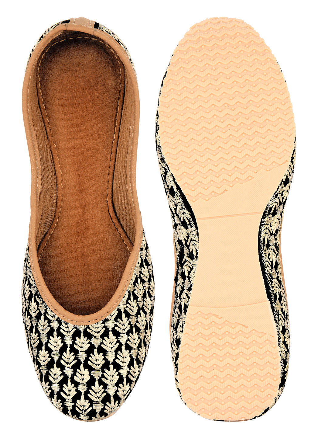 Desi Colour Women Indian Ethnic Footwear-Black Thread - Distacart
