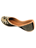 Thumbnail for Desi Colour Women Indian Ethnic Footwear-Black Stones Flower - Distacart