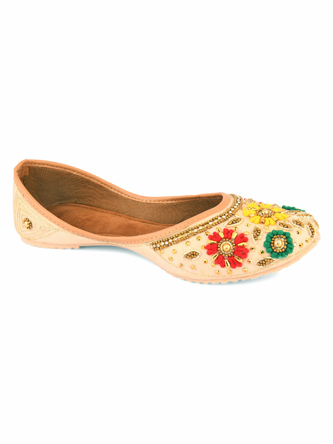 Desi Colour Women Indian Ethnic Footwear-Gold Multicolour - Distacart