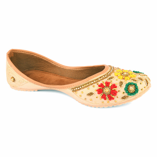 Desi Colour Women Indian Ethnic Footwear-Gold Multicolour - Distacart