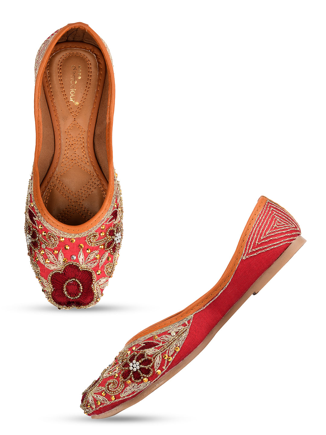 Desi Colour Women Indian Ethnic Footwear-Maroon Velvet Emb - Distacart
