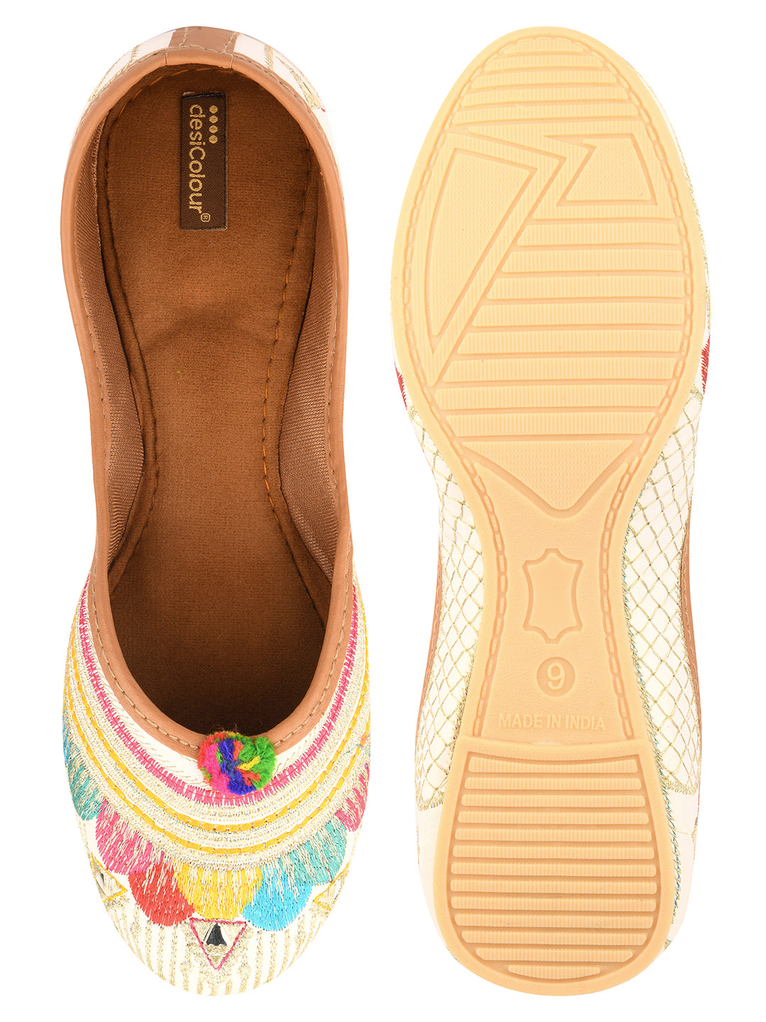 Desi Colour Women Indian Ethnic Footwear-Multi Flower - Distacart