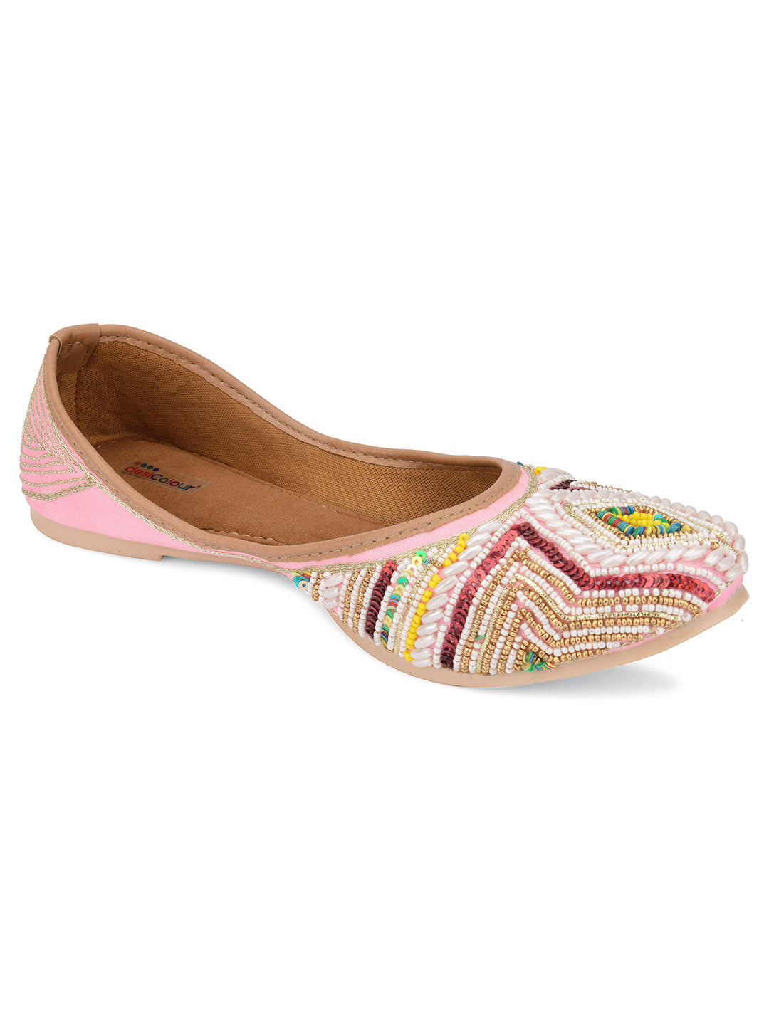 Desi Colour Women Indian Ethnic Footwear-Rhombus Pearl Emb - Distacart
