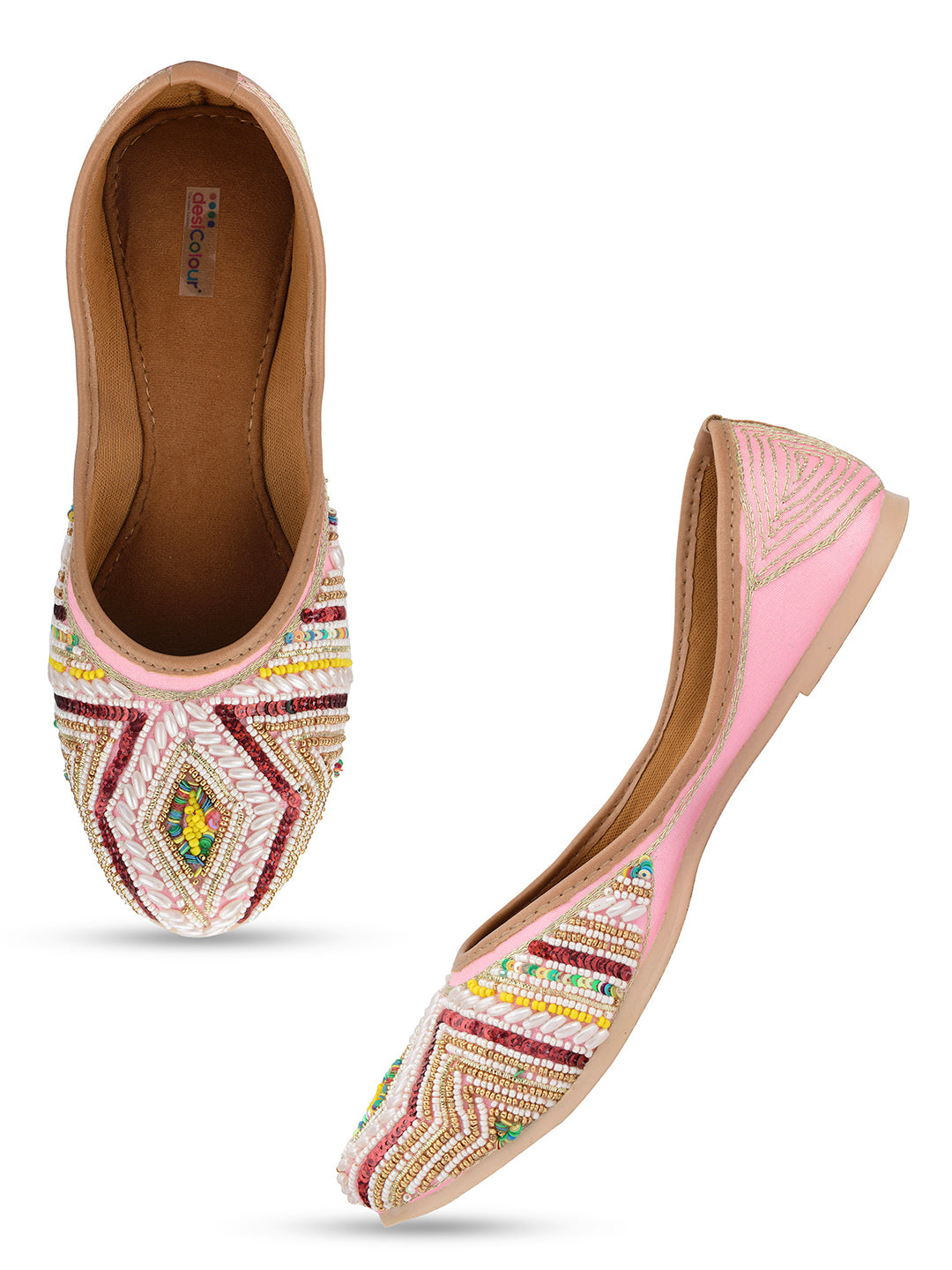 Desi Colour Women Indian Ethnic Footwear-Rhombus Pearl Emb - Distacart
