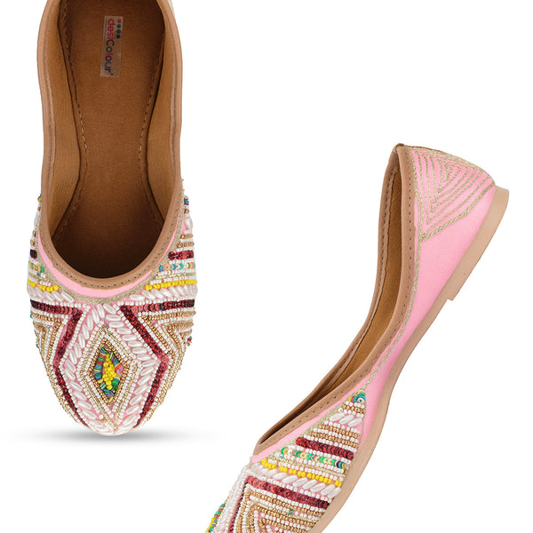 Desi Colour Women Indian Ethnic Footwear-Rhombus Pearl Emb - Distacart