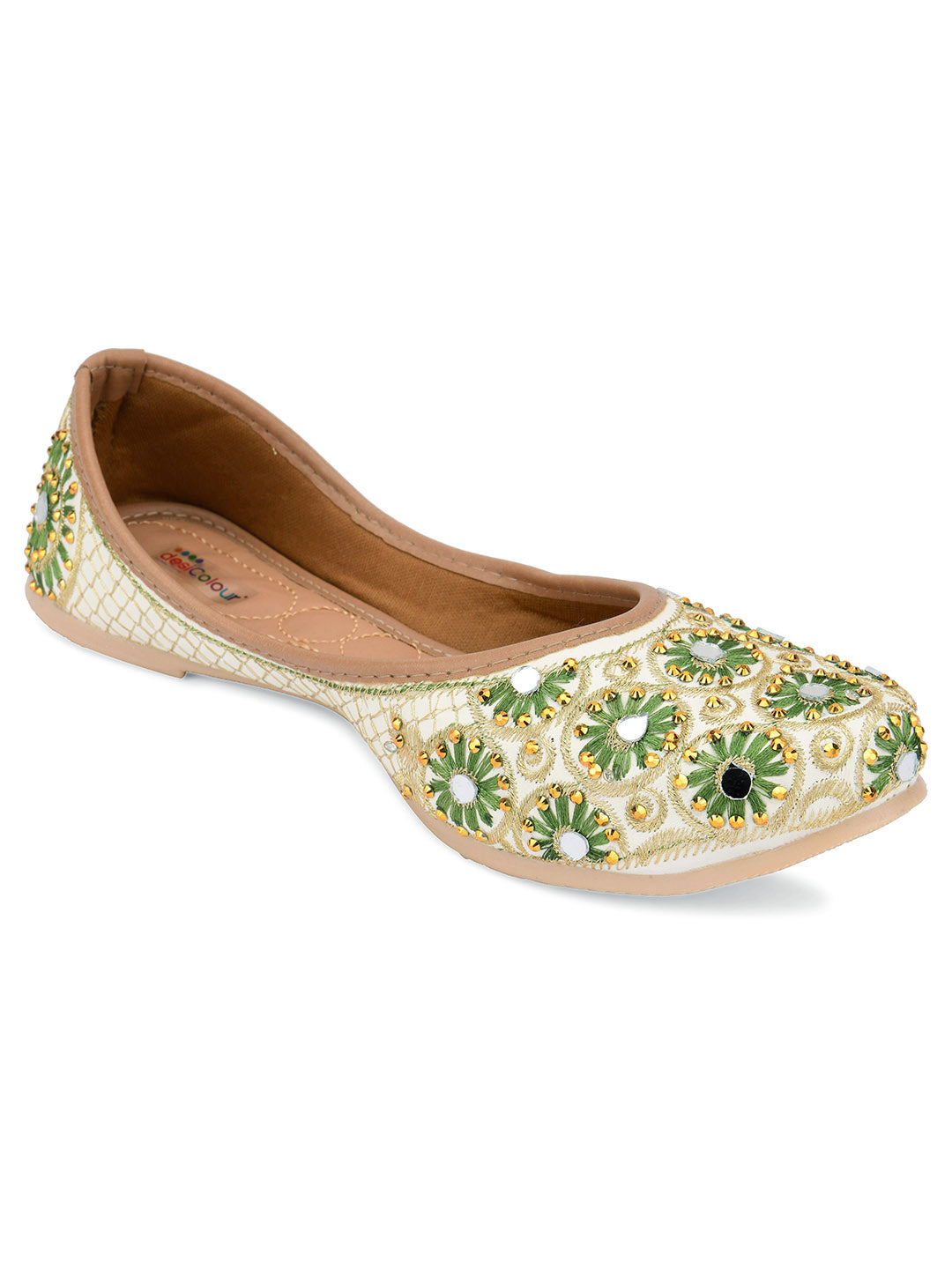 Desi Colour Women Indian Ethnic Footwear-Mini Dabka-Mirror Jarkan 4 - Distacart