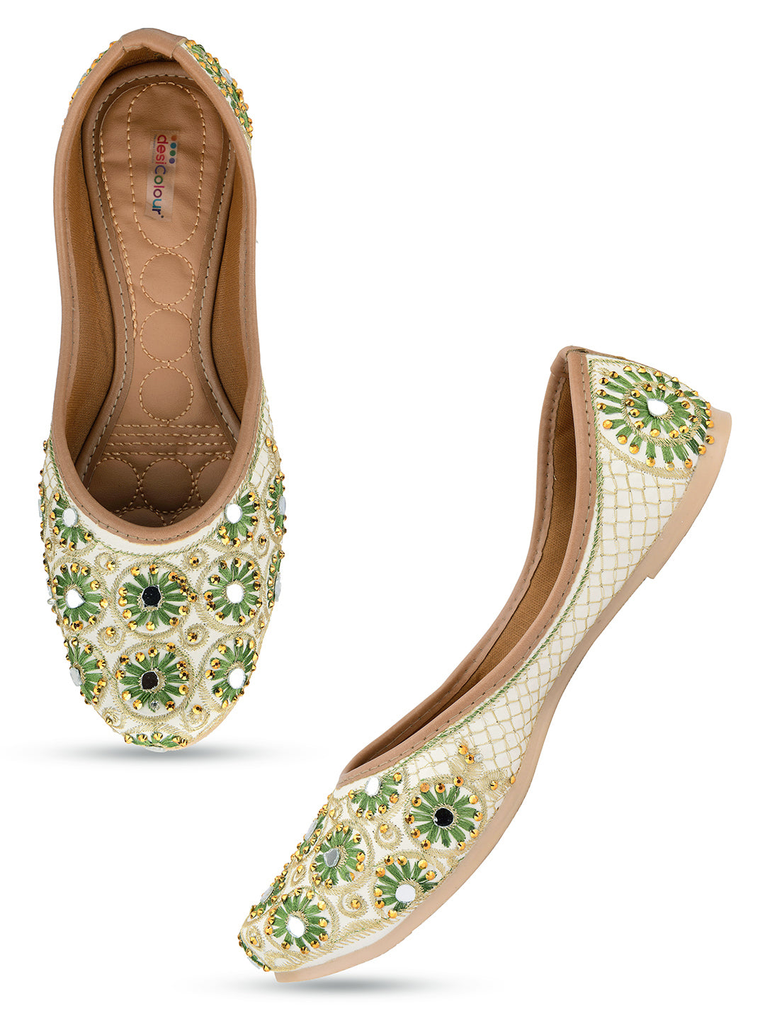 Desi Colour Women Indian Ethnic Footwear-Mini Dabka-Mirror Jarkan 4 - Distacart