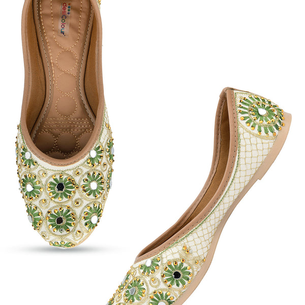 Desi Colour Women Indian Ethnic Footwear-Mini Dabka-Mirror Jarkan 4 - Distacart