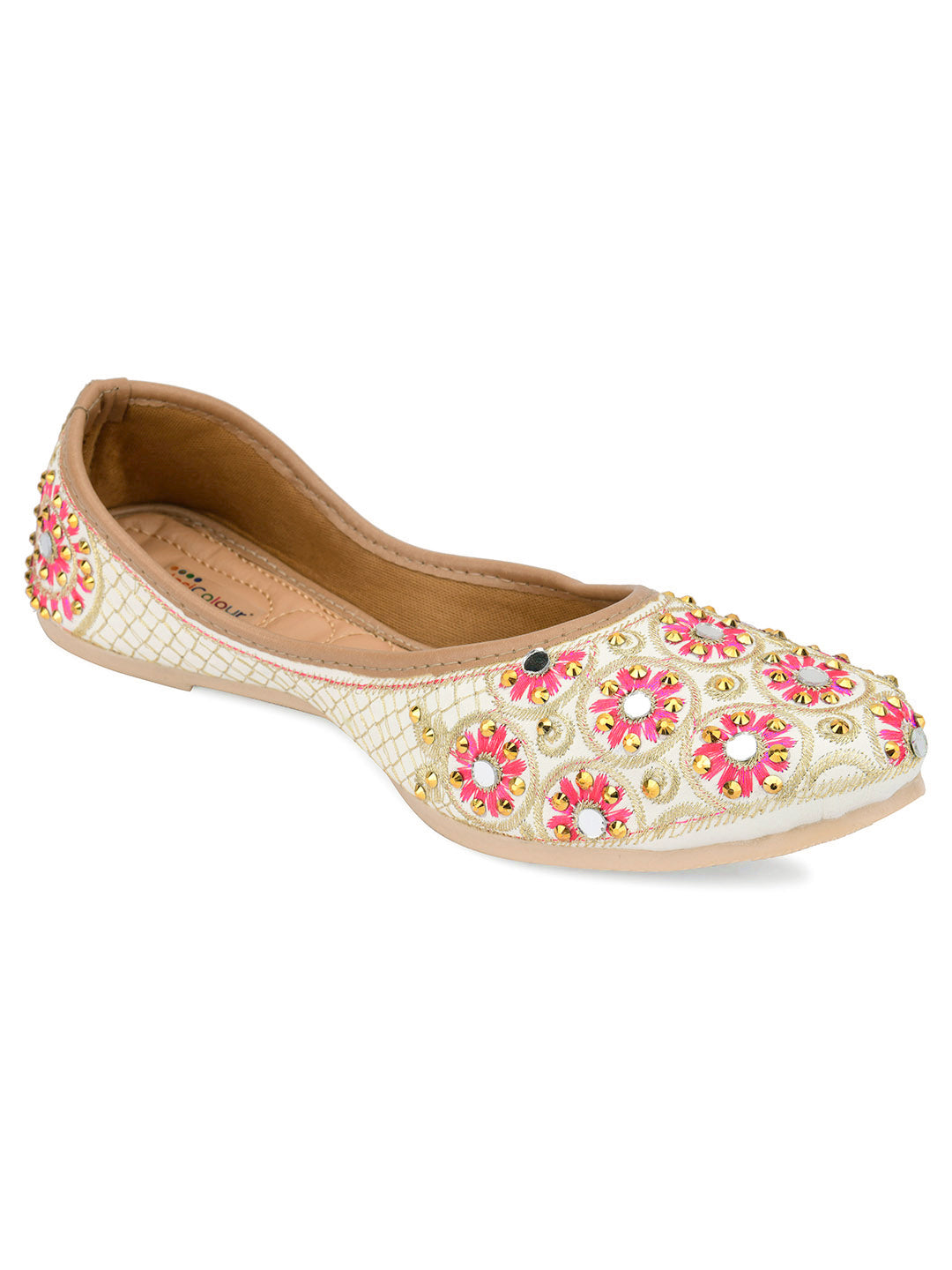 Desi Colour Women Indian Ethnic Footwear-Mini Dabka-Mirror Jarkan 5 - Distacart