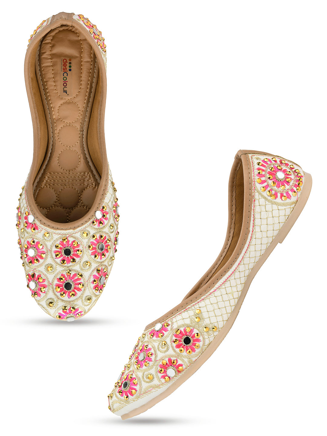 Desi Colour Women Indian Ethnic Footwear-Mini Dabka-Mirror Jarkan 5 - Distacart