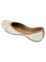 Thumbnail for Desi Colour Women Indian Ethnic Footwear-Sky Blue Pearl