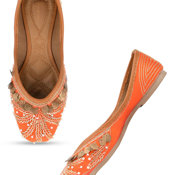 Desi Colour Women Indian Ethnic Footwear-Orange Copper Drop - Distacart