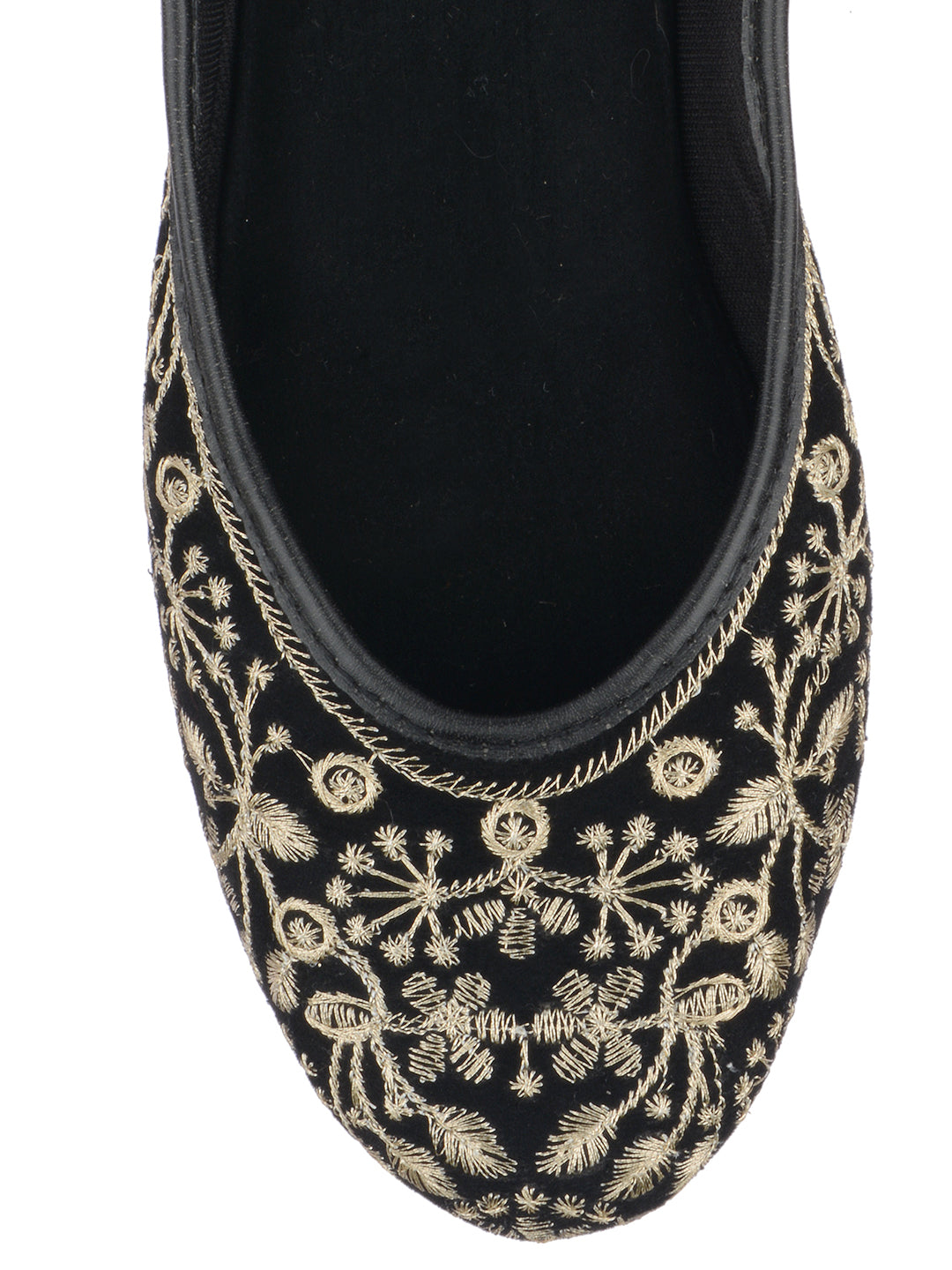 Desi Colour Women Indian Ethnic Footwear-Cushioned Black Heavy Emb - Distacart