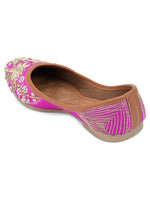 Thumbnail for Desi Colour Women Indian Ethnic Footwear-Pink Dabka Floral - Distacart