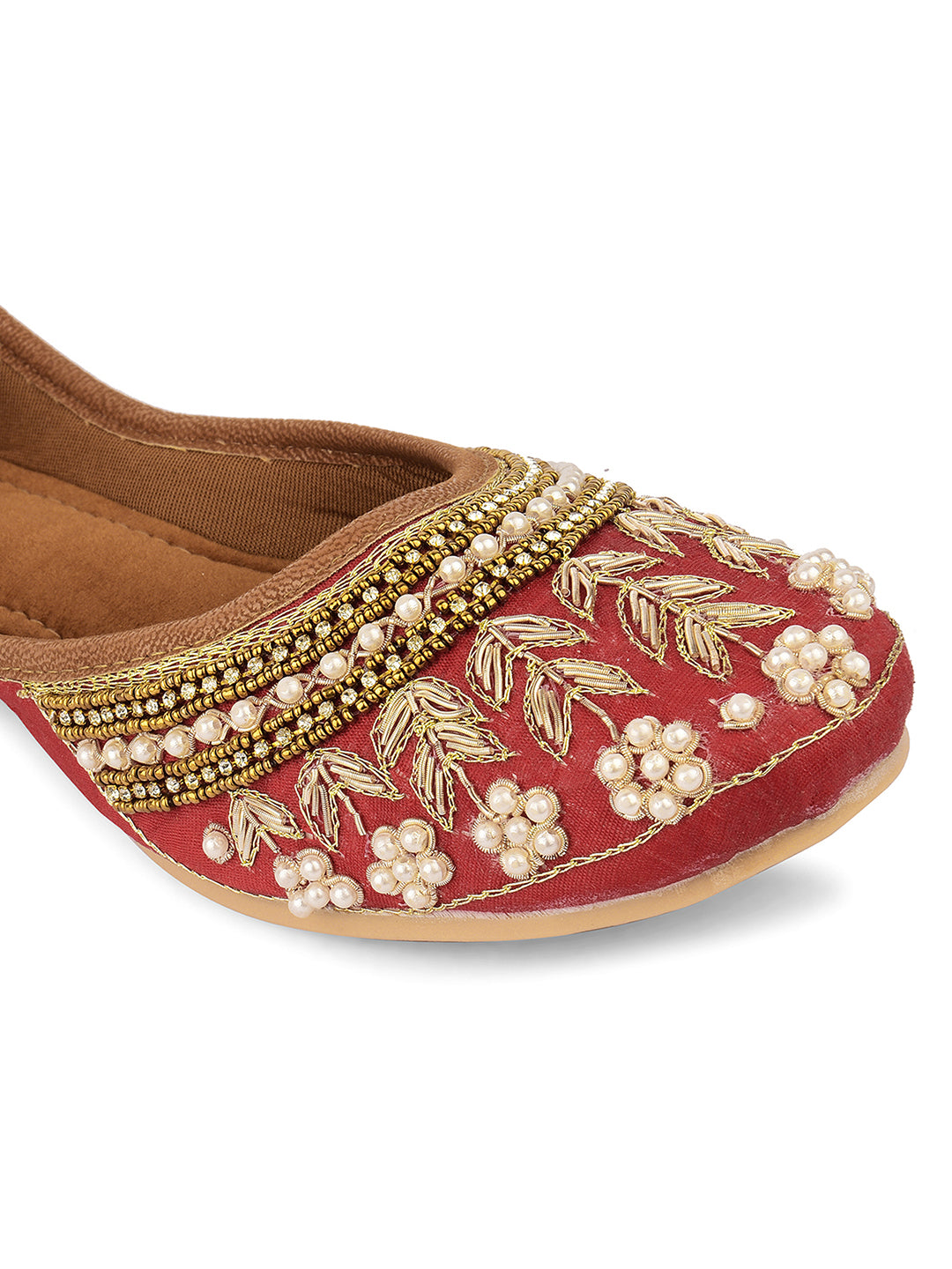 Desi Colour Women Indian Ethnic Footwear-Party Collection - Red - Distacart