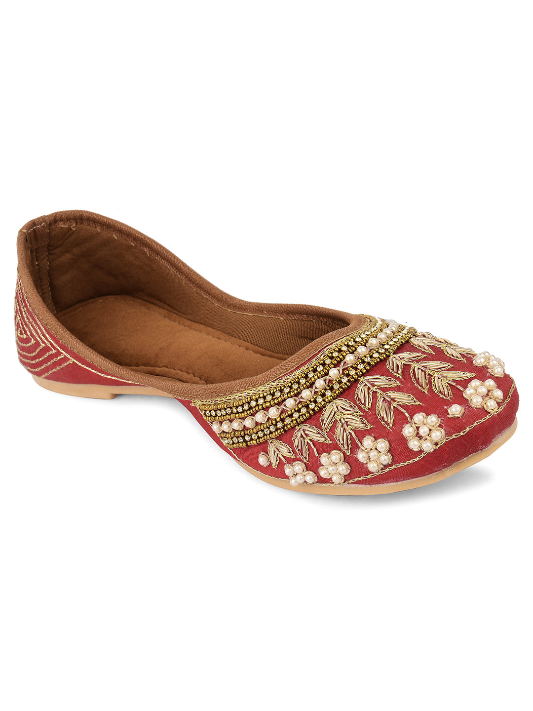 Desi Colour Women Indian Ethnic Footwear-Party Collection - Red - Distacart