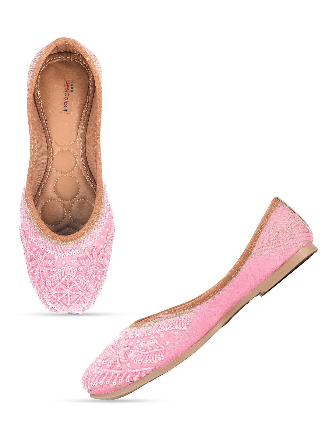 Desi Colour Women Indian Ethnic Footwear-Baby Pink Pearl - Distacart
