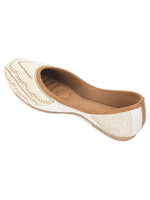 Thumbnail for Desi Colour Women Indian Ethnic Footwear-White Silver Pearl