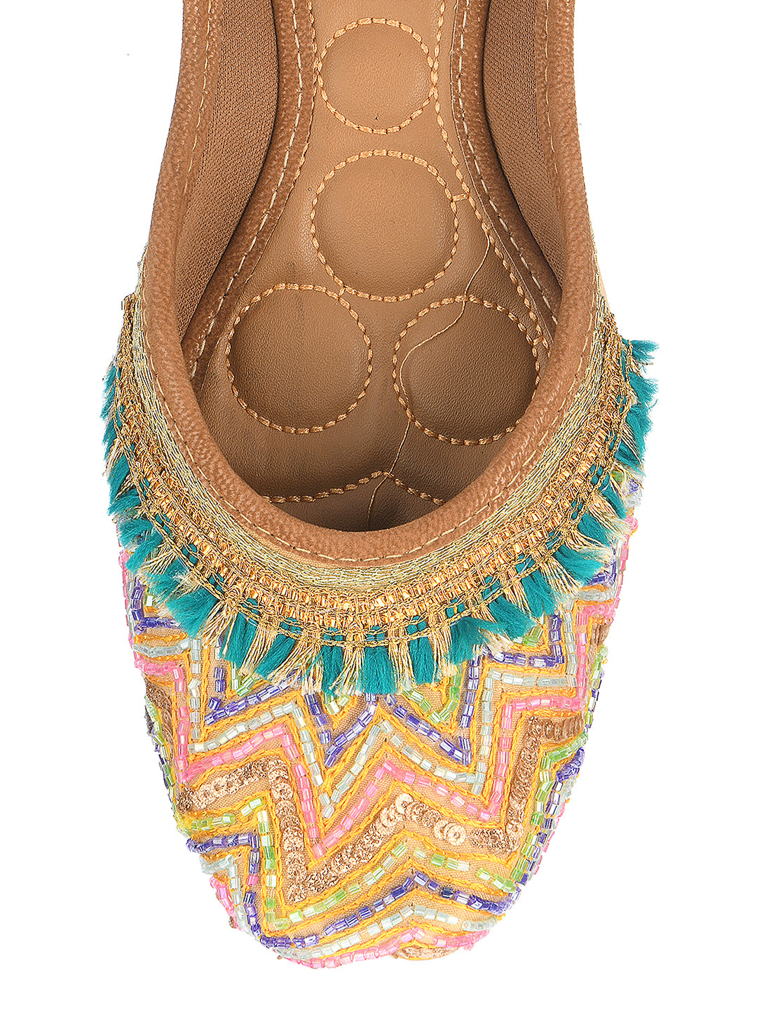 Desi Colour Women Indian Ethnic Footwear-Multi Zigzag