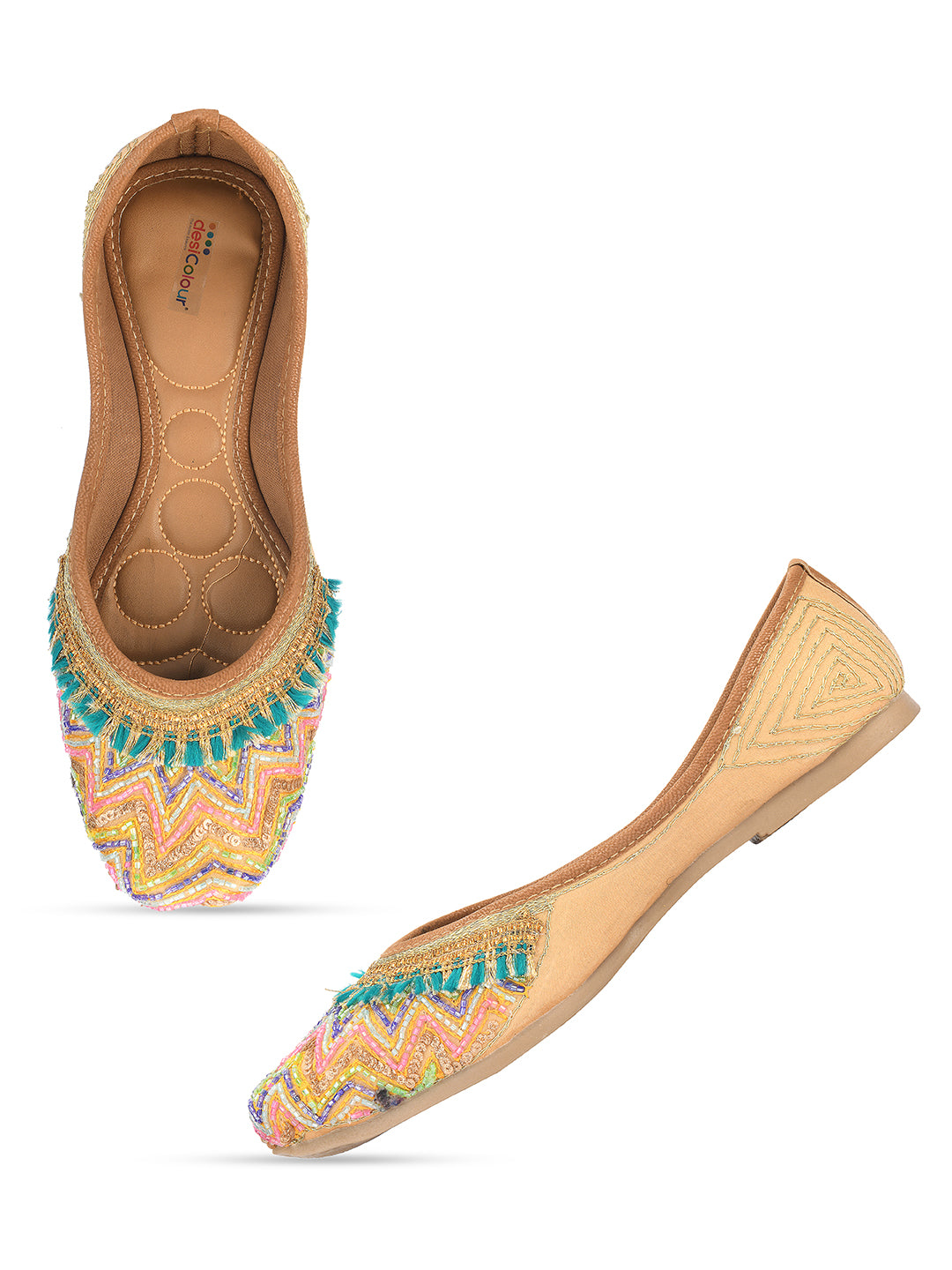 Desi Colour Women Indian Ethnic Footwear-Multi Zigzag - Distacart