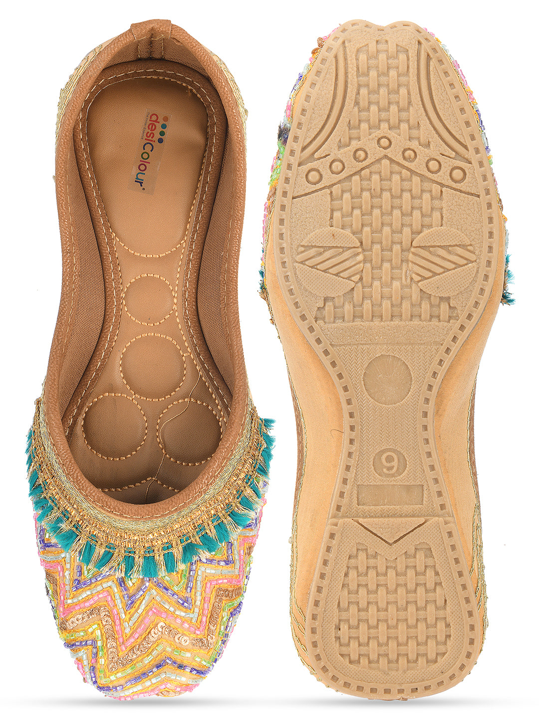 Desi Colour Women Indian Ethnic Footwear-Multi Zigzag