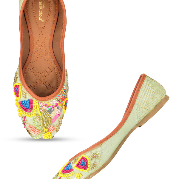 Desi Colour Women Indian Ethnic Footwear-Sea green forest - Distacart