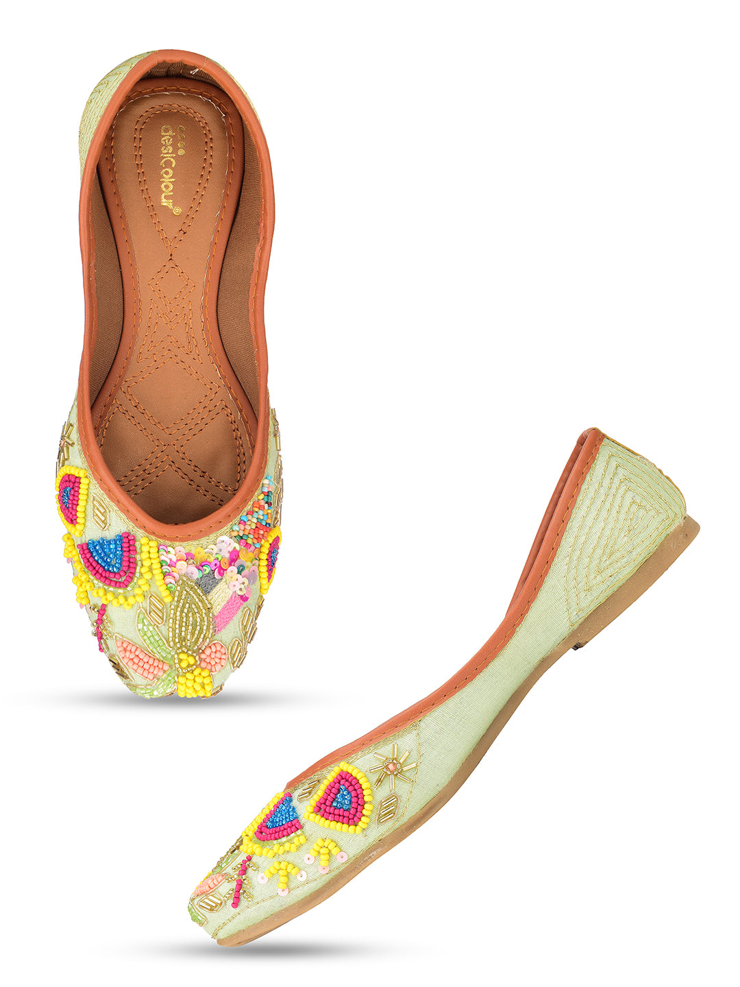 Desi Colour Women Indian Ethnic Footwear-Sea green forest - Distacart