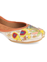 Thumbnail for Desi Colour Women Indian Ethnic Footwear-Party Wear White Multicolour Pear Work - Distacart