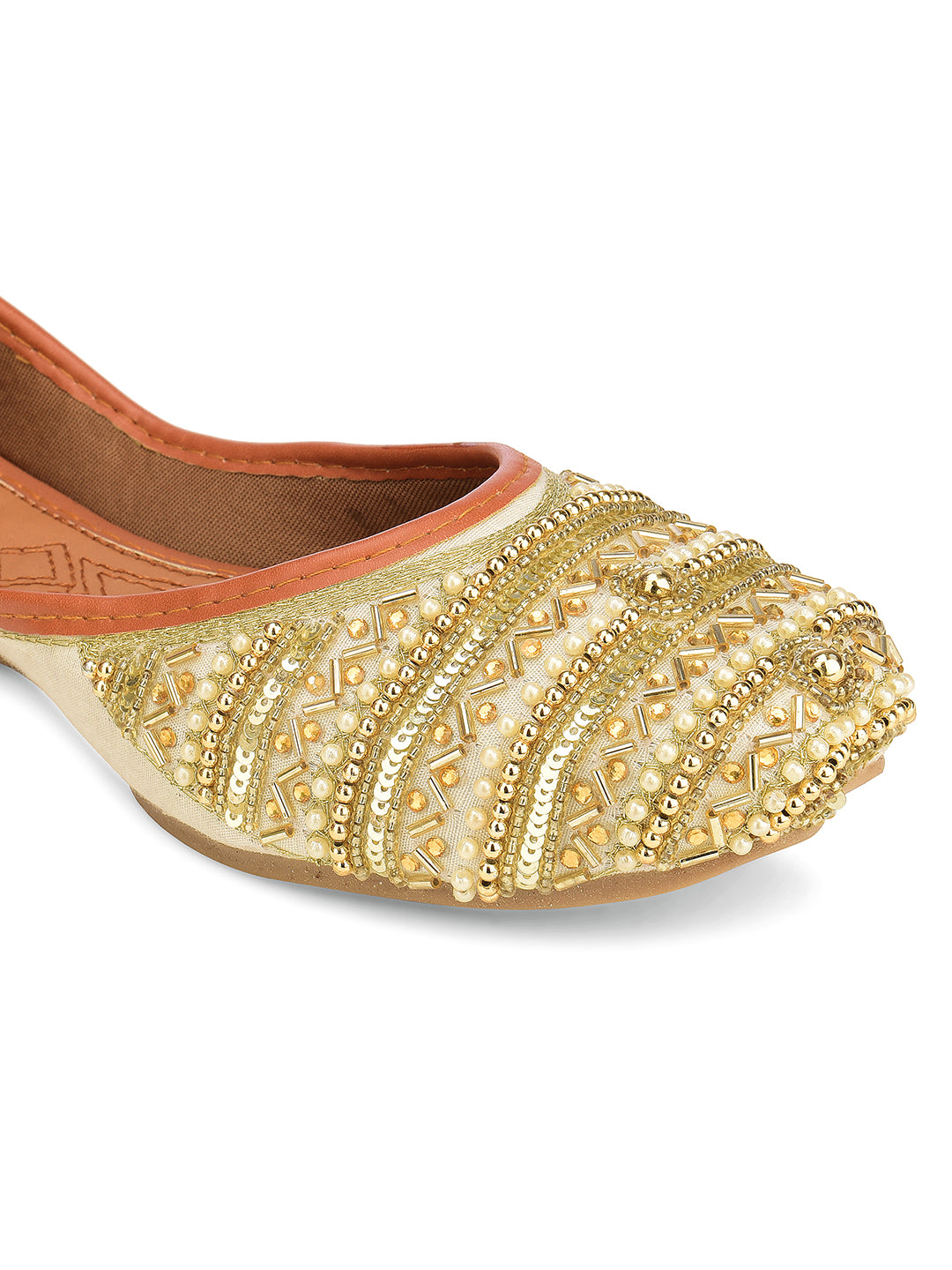 Desi Colour Women Indian Ethnic Footwear-Gold line - Distacart
