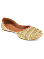 Thumbnail for Desi Colour Women Indian Ethnic Footwear-Gold line - Distacart