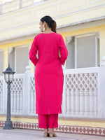 Thumbnail for Varanga Women Round Neck Gotta Patti Embroidered Kurta Paired With Bottom And Printed Dupatta - Distacart