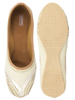 Thumbnail for Desi Colour Women Indian Ethnic Footwear-Off White V Pearl - Distacart