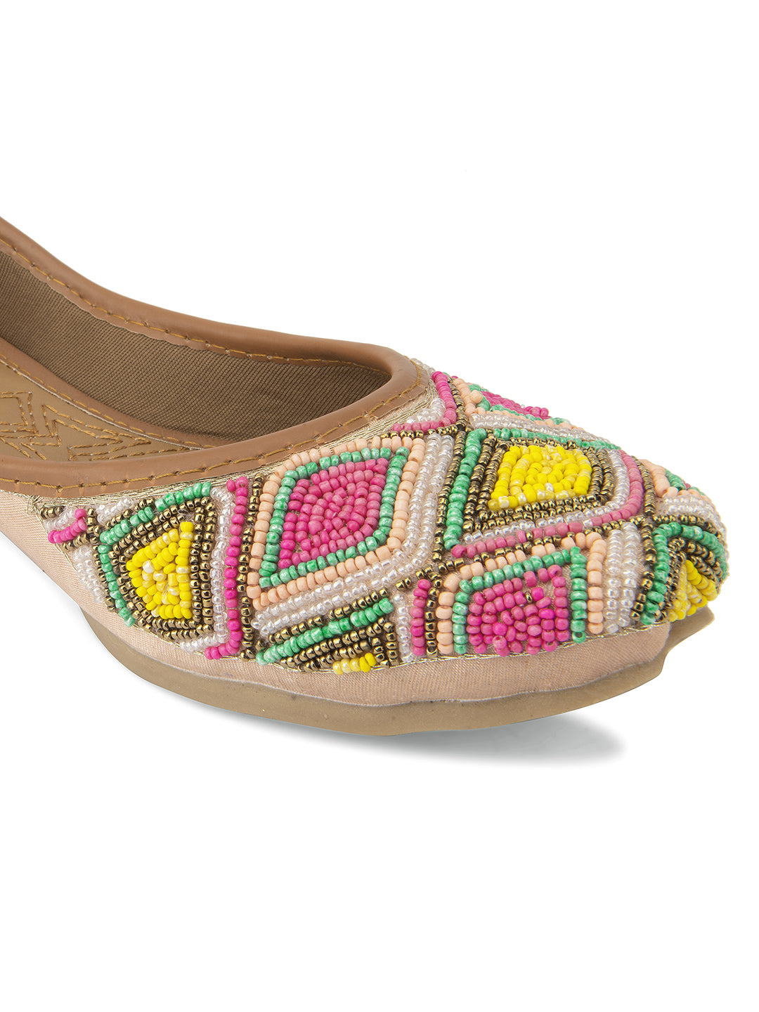 Desi Colour Women Indian Ethnic Footwear-Pink Multi Colour Pearl - Distacart