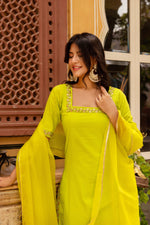 Thumbnail for Pomcha Jaipur Gaurangi Green Embroidery Suit Set