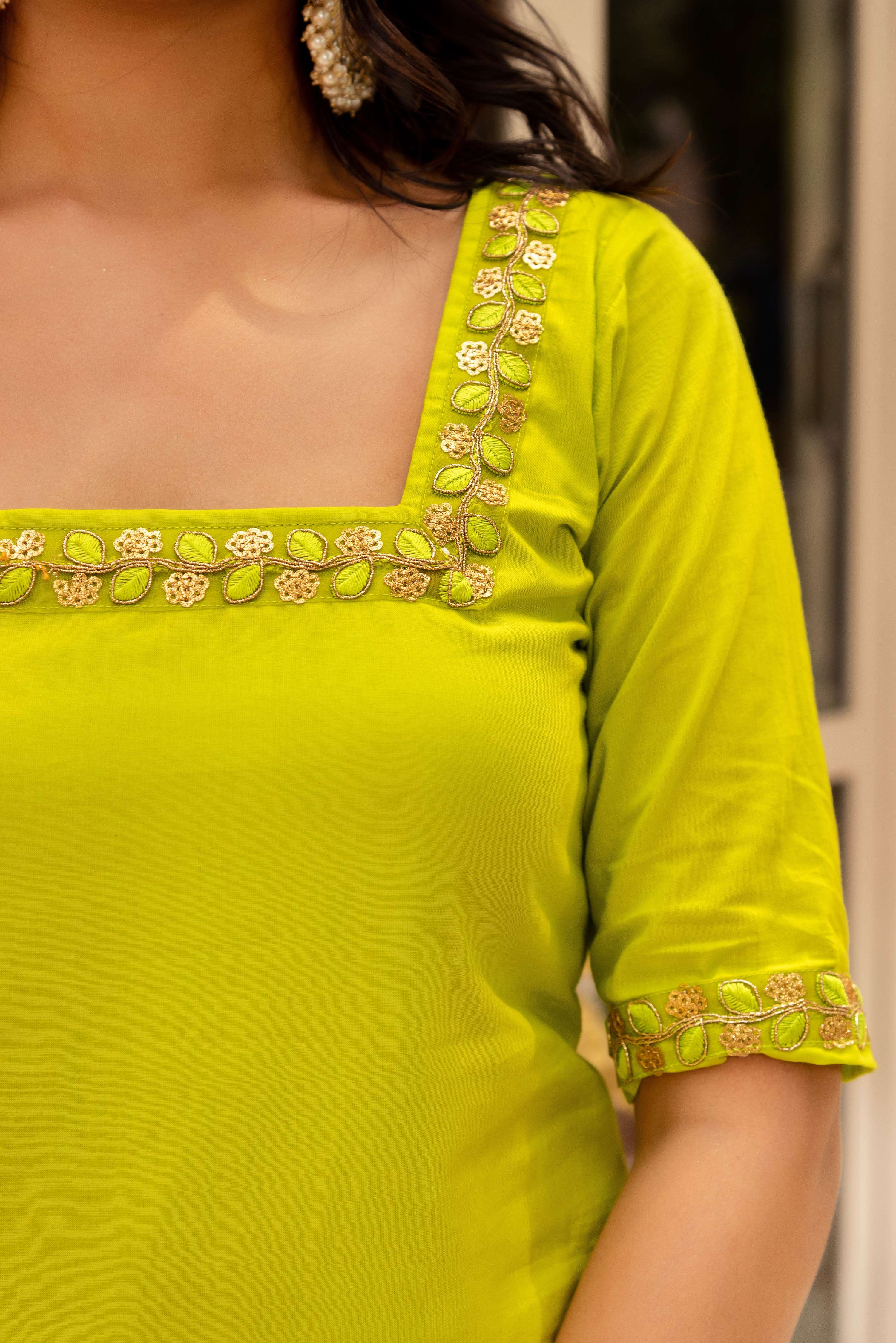 Pomcha Jaipur Gaurangi Green Embroidery Suit Set - Distacart