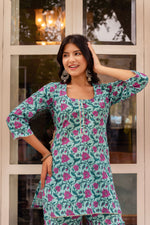 Thumbnail for Pomcha Jaipur Gaurangi Kanchan Blue Printed Sharara Set